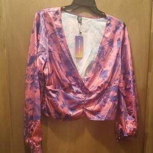Shein Pink and Purple Floral Blouse